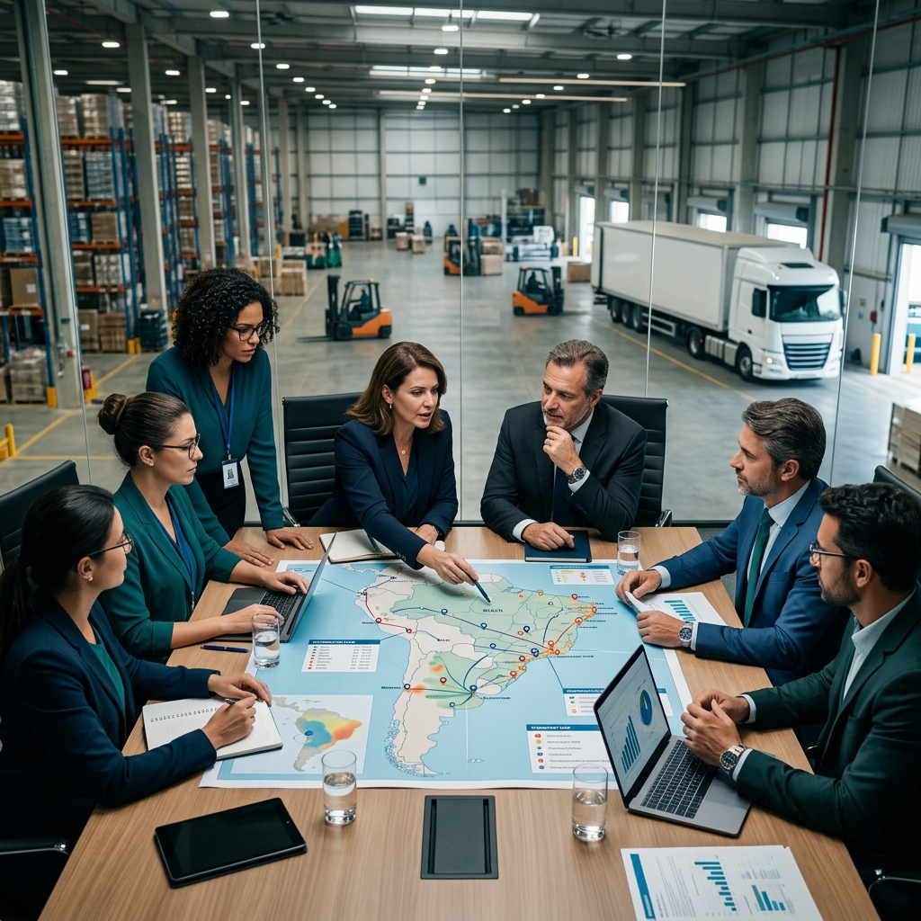 Reunião corporativa B2B estratégica de logística
